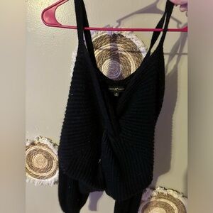 Off the shoulder cropped twist sweater